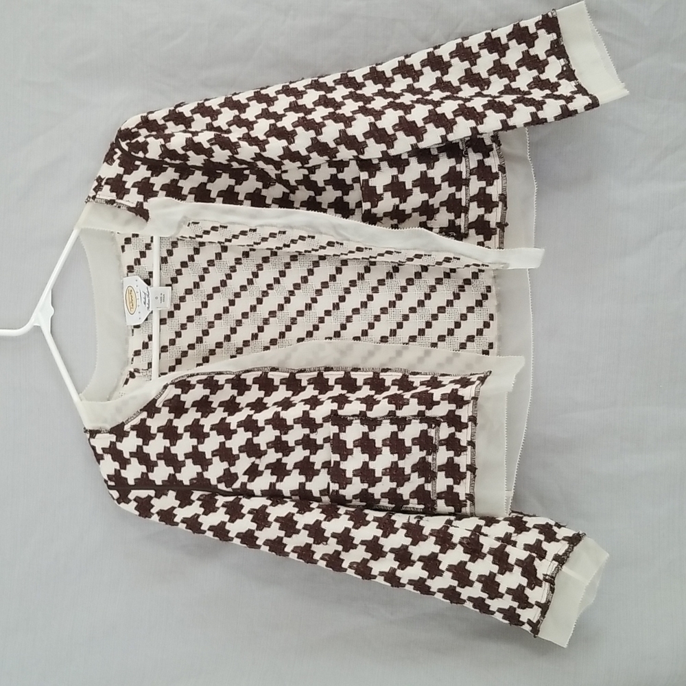 Talbots brown and cream print blazer